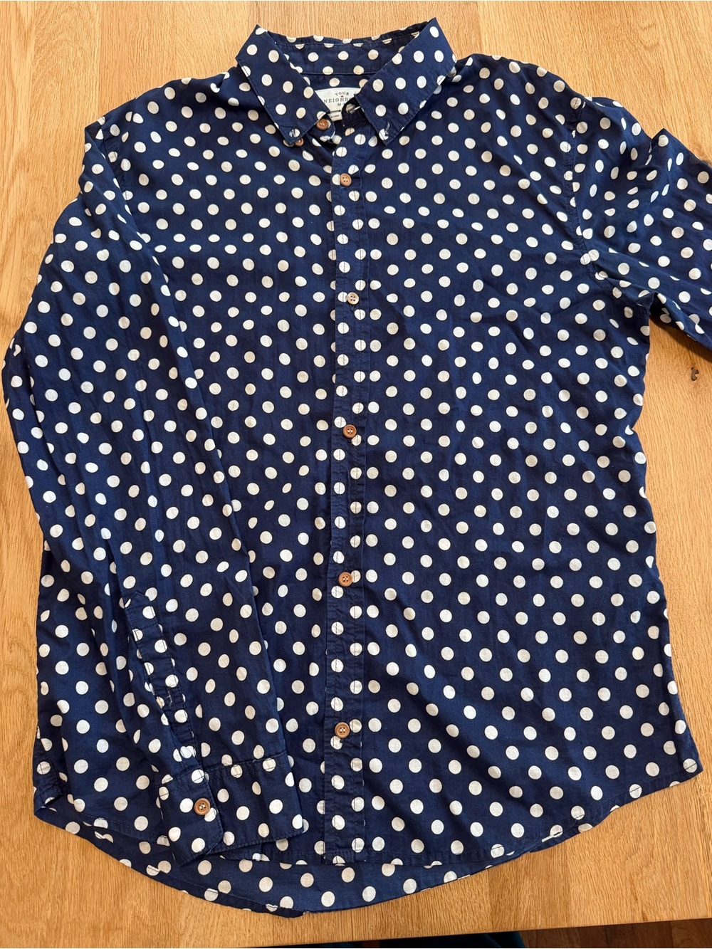 Men's Navy Polka Dot Button-Down Shirt